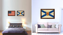 Load image into Gallery viewer, Nova Scotia Province City Canada Country Vintage Flag Canvas Print Brown Picture Frame