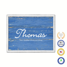 Load image into Gallery viewer, Thomas Name Plate White Wash Wood Frame Canvas Print Boutique Cottage Decor Shabby Chic