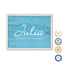 Load image into Gallery viewer, Julia Name Plate White Wash Wood Frame Canvas Print Boutique Cottage Decor Shabby Chic