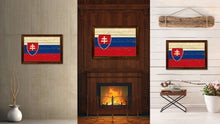 Load image into Gallery viewer, Slovakia Country Flag Vintage Canvas Print with Brown Picture Frame Home Decor Gifts Wall Art Decoration Artwork
