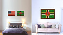 Load image into Gallery viewer, Dominica Country Flag Texture Canvas Print with Brown Custom Picture Frame Home Decor Gift Ideas Wall Art Decoration