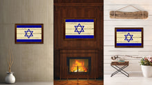 Load image into Gallery viewer, Israel Country Flag Vintage Canvas Print with Brown Picture Frame Home Decor Gifts Wall Art Decoration Artwork
