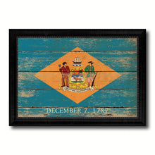 Load image into Gallery viewer, Delaware State Vintage Flag Canvas Print with Black Picture Frame Home Decor Man Cave Wall Art Collectible Decoration Artwork Gifts