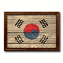 Load image into Gallery viewer, Korea Country Flag Texture Canvas Print with Brown Custom Picture Frame Home Decor Gift Ideas Wall Art Decoration