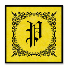 Load image into Gallery viewer, Alphabet P Yellow Canvas Print Black Frame Kids Bedroom Wall Décor Home Art