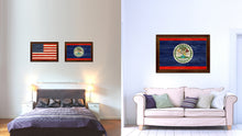Load image into Gallery viewer, Belize Country Flag Texture Canvas Print with Brown Custom Picture Frame Home Decor Gift Ideas Wall Art Decoration