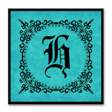 Load image into Gallery viewer, Alphabet H Aqua Canvas Print Black Frame Kids Bedroom Wall Décor Home Art