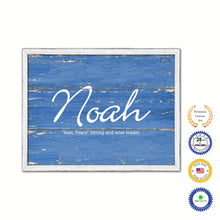 Load image into Gallery viewer, Noah Name Plate White Wash Wood Frame Canvas Print Boutique Cottage Decor Shabby Chic