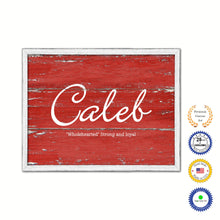 Load image into Gallery viewer, Caleb Name Plate White Wash Wood Frame Canvas Print Boutique Cottage Decor Shabby Chic