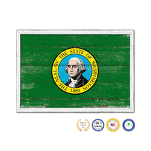 Load image into Gallery viewer, Washington State Flag Shabby Chic Gifts Home Decor Wall Art Canvas Print, White Wash Wood Frame