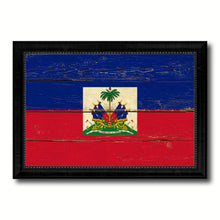 Load image into Gallery viewer, Haiti Country Flag Vintage Canvas Print with Black Picture Frame Home Decor Gifts Wall Art Decoration Artwork