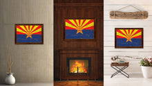 Load image into Gallery viewer, Arizona State Vintage Flag Canvas Print with Brown Picture Frame Home Decor Man Cave Wall Art Collectible Decoration Artwork Gifts