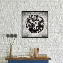 Load image into Gallery viewer, Zodiac Dragon Horoscope Black Canvas Print Black Custom Frame Home Decor Wall Art