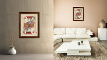 Load image into Gallery viewer, One Eye Jack Diamond Poker Decks of Vintage Cards Print on Canvas Brown Custom Framed