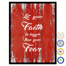 Load image into Gallery viewer, Let your Faith be bigger than your fear Bible Verse Scripture Quote Red Canvas Print with Picture Frame
