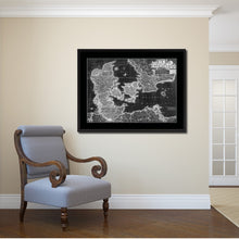 Load image into Gallery viewer, Denmark Centuries Vintage Monochrome Map Canvas Print, Gifts Picture Frames Home Decor Wall Art