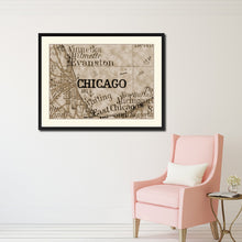 Load image into Gallery viewer, Chicago Illinois Vintage Sepia Map Canvas Print, Picture Frame Gifts Home Decor Wall Art Decoration