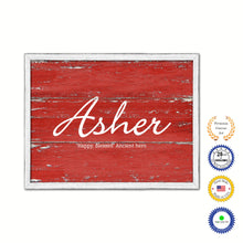 Load image into Gallery viewer, Asher Name Plate White Wash Wood Frame Canvas Print Boutique Cottage Decor Shabby Chic