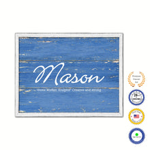 Load image into Gallery viewer, Mason Name Plate White Wash Wood Frame Canvas Print Boutique Cottage Decor Shabby Chic