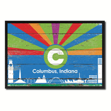 Load image into Gallery viewer, Columbus City Indiana State Flag Vintage Canvas Print with Black Picture Frame Home Decor Wall Art Collectible Decoration Artwork Gifts