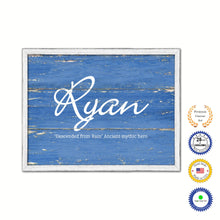 Load image into Gallery viewer, Ryan Name Plate White Wash Wood Frame Canvas Print Boutique Cottage Decor Shabby Chic