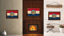Load image into Gallery viewer, Missouri State Vintage Flag Canvas Print with Brown Picture Frame Home Decor Man Cave Wall Art Collectible Decoration Artwork Gifts