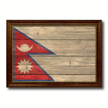 Load image into Gallery viewer, Nepal Country Flag Texture Canvas Print with Brown Custom Picture Frame Home Decor Gift Ideas Wall Art Decoration