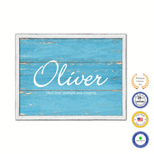 Load image into Gallery viewer, Oliver Name Plate White Wash Wood Frame Canvas Print Boutique Cottage Decor Shabby Chic