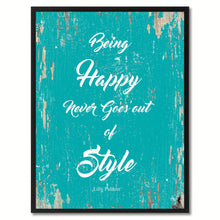 Load image into Gallery viewer, Being Happy Never Goes Out Of Style Lilly Pulitzer Saying Canvas Print, Black Picture Frame Home Decor Wall Art Gifts