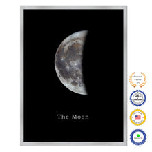 Load image into Gallery viewer, Quarter Moon Print on Canvas Planets of Solar System Silver Picture Framed Art Home Decor Wall Office Decoration