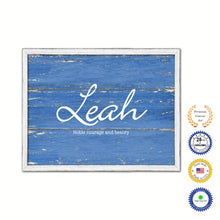 Load image into Gallery viewer, Leah Name Plate White Wash Wood Frame Canvas Print Boutique Cottage Decor Shabby Chic