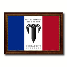 Load image into Gallery viewer, Kansas City Missouri State Flag Canvas Print Brown Picture Frame