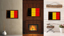 Load image into Gallery viewer, Belgium Country Flag Vintage Canvas Print with Brown Picture Frame Home Decor Gifts Wall Art Decoration Artwork