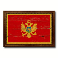Load image into Gallery viewer, Montenegro Country Flag Vintage Canvas Print with Brown Picture Frame Home Decor Gifts Wall Art Decoration Artwork