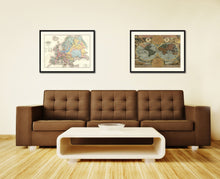 Load image into Gallery viewer, Europe Geological Vintage Antique Map Wall Art Home Decor Gift Ideas Canvas Print Custom Picture Frame