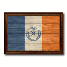 Load image into Gallery viewer, New York City New York State Texture Flag Canvas Print Brown Picture Frame