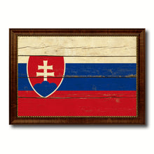 Load image into Gallery viewer, Slovakia Country Flag Vintage Canvas Print with Brown Picture Frame Home Decor Gifts Wall Art Decoration Artwork