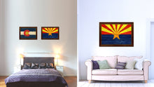 Load image into Gallery viewer, Arizona State Flag Texture Canvas Print with Brown Picture Frame Gifts Home Decor Wall Art Collectible Decoration