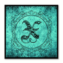 Load image into Gallery viewer, Alphabet X Aqua Canvas Print Black Frame Kids Bedroom Wall Décor Home Art
