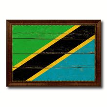 Load image into Gallery viewer, Tanzania Country Flag Vintage Canvas Print with Brown Picture Frame Home Decor Gifts Wall Art Decoration Artwork