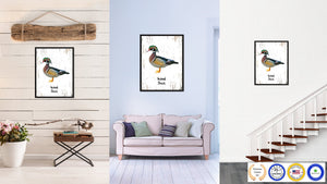 Wood Duck Bird Canvas Print, Black Picture Frame Gift Ideas Home Decor Wall Art Decoration