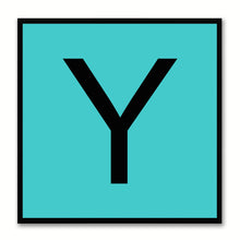 Load image into Gallery viewer, Alphabet Y Aqua Canvas Print Black Frame Kids Bedroom Wall Décor Home Art