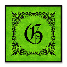 Load image into Gallery viewer, Alphabet G Green Canvas Print Black Frame Kids Bedroom Wall Décor Home Art
