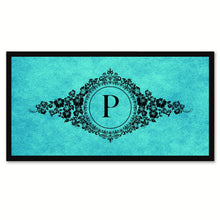 Load image into Gallery viewer, Alphabet Letter P Auqa Canvas Print, Black Custom Frame