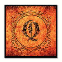 Load image into Gallery viewer, Alphabet Q Orange Canvas Print Black Frame Kids Bedroom Wall Décor Home Art