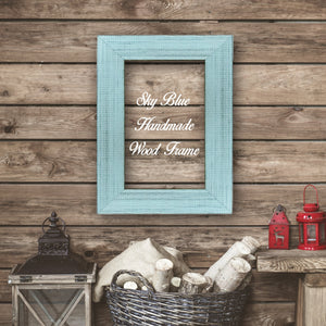 Sky Blue Shabby Chic Home Decor Custom Frame Great for Farmhouse Vintage Rustic Wood Picture Frame