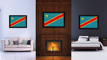 Load image into Gallery viewer, Congo Democratic Republic Country Flag Vintage Canvas Print with Black Picture Frame Home Decor Gifts Wall Art Decoration Artwork