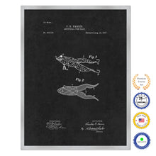 Load image into Gallery viewer, 1897 Fishing Artificial Fish Bait Antique Patent Artwork Silver Framed Canvas Home Office Decor Great for Fisherman Cabin Lake House