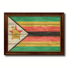Load image into Gallery viewer, Zimbabwe Country Flag Texture Canvas Print with Brown Custom Picture Frame Home Decor Gift Ideas Wall Art Decoration