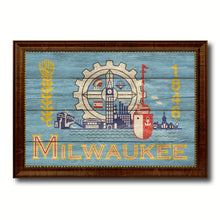 Load image into Gallery viewer, Milwaukee City Wisconsin State Texture Flag Canvas Print Brown Picture Frame